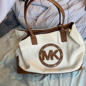 Michale Kors canvas bag, gold studs/ accents